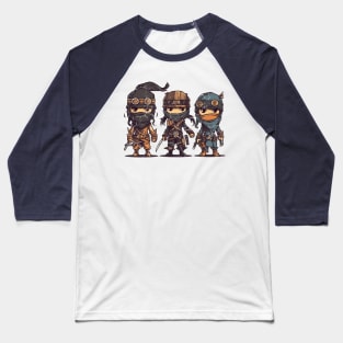 Three Steampunk Ninjas Baseball T-Shirt